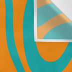Retro Modern Liquid Swirl Abstract Pattern Square in Turquoise and Orange Wall Tapestry Gallery Image 3