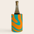 Retro Modern Liquid Swirl Abstract Pattern Square in Turquoise and Orange Wine Chiller Gallery Image 1