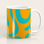 Retro Modern Liquid Swirl Abstract Pattern Square in Turquoise and Orange Coffee Mug Gallery Image 1