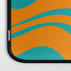 Retro Modern Liquid Swirl Abstract Pattern Square in Turquoise and Orange Laptop Sleeve Gallery Image 3