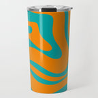 Retro Modern Liquid Swirl Abstract Pattern Square in Turquoise and Orange Travel Mug Gallery Image 1