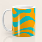 Retro Modern Liquid Swirl Abstract Pattern Square in Turquoise and Orange Coffee Mug Gallery Image 3