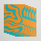 Retro Modern Liquid Swirl Abstract Pattern Square in Turquoise and Orange Wrapping Paper Gallery Image 3