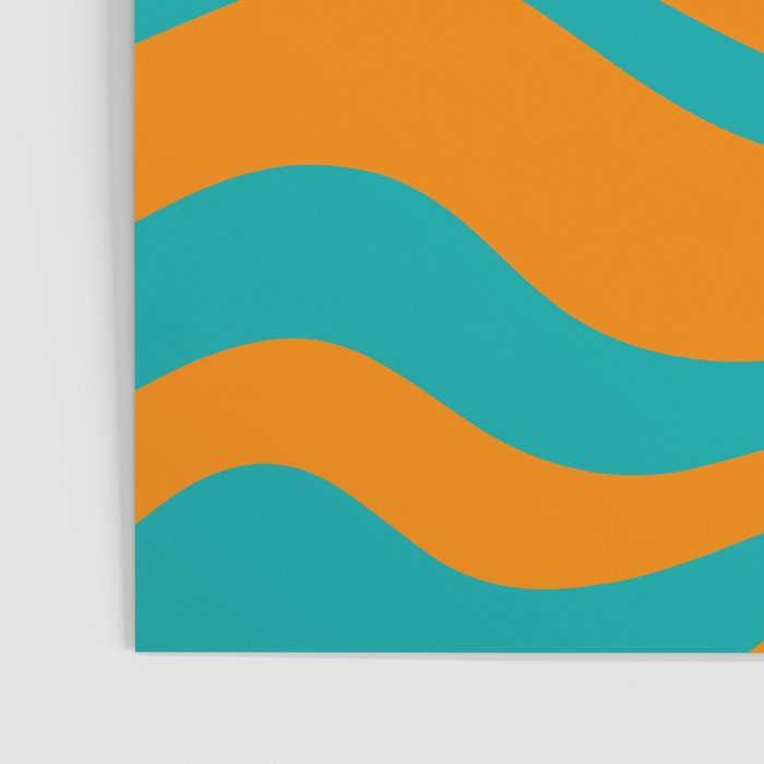 Retro Modern Liquid Swirl Abstract Pattern Square in Turquoise and Orange Poster Gallery Image 3