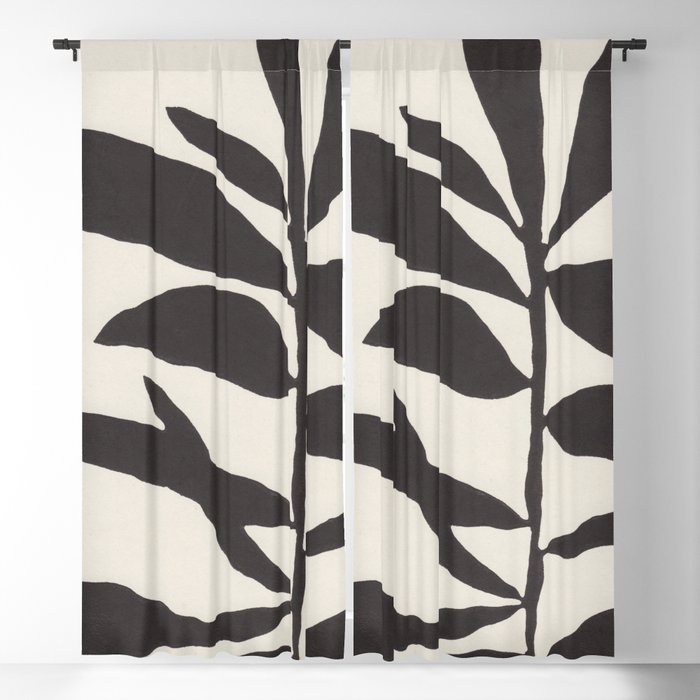 Linocut Branch #3 / Black & White Window Curtain Gallery Image 1