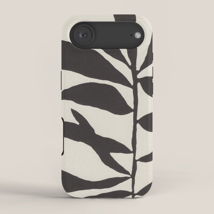 Linocut Branch #3 / Black & White iPhone Case Gallery Image 2