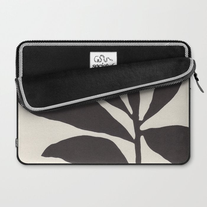 Linocut Branch #3 / Black & White Laptop Sleeve Gallery Image 2