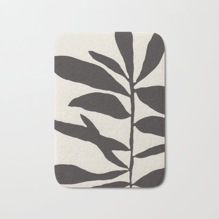 Linocut Branch #3 / Black & White Bath Mat Gallery Image 1