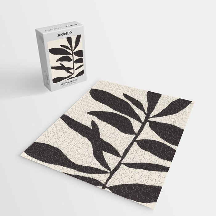 Linocut Branch #3 / Black & White Jigsaw Puzzle Gallery Image 2