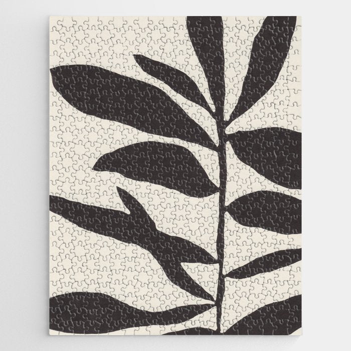 Linocut Branch #3 / Black & White Jigsaw Puzzle Gallery Image 1