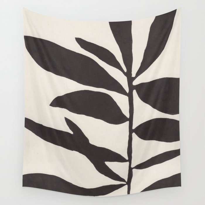 Linocut Branch #3 / Black & White Wall Tapestry Gallery Image 4