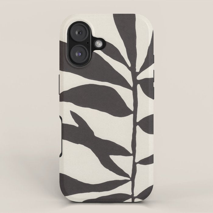 Linocut Branch #3 / Black & White iPhone Case Gallery Image 1