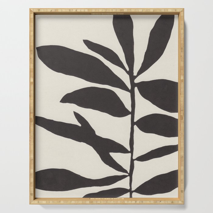 Linocut Branch #3 / Black & White Serving Tray Gallery Image 1