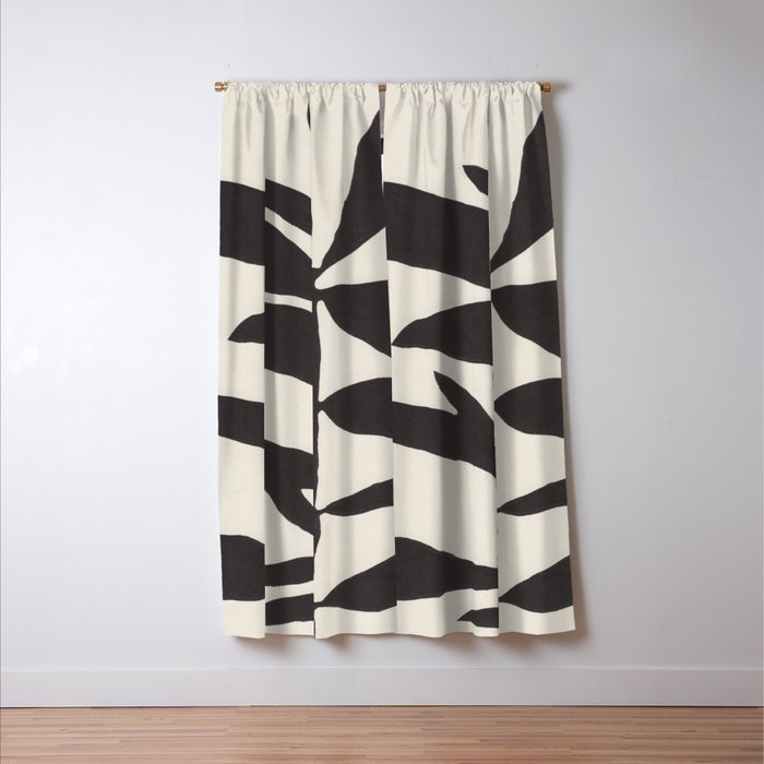 Linocut Branch #3 / Black & White Window Curtain Gallery Image 3