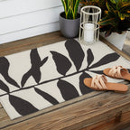 Linocut Branch #3 / Black & White Outdoor Rug Gallery Image 2