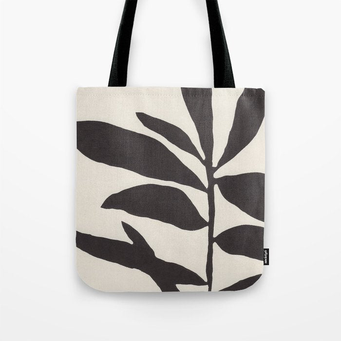 Linocut Branch #3 / Black & White Tote Bag Gallery Image 1