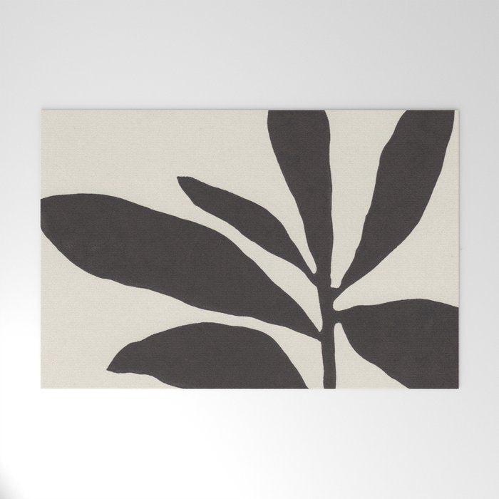 Linocut Branch #3 / Black & White Welcome Mat Gallery Image 1