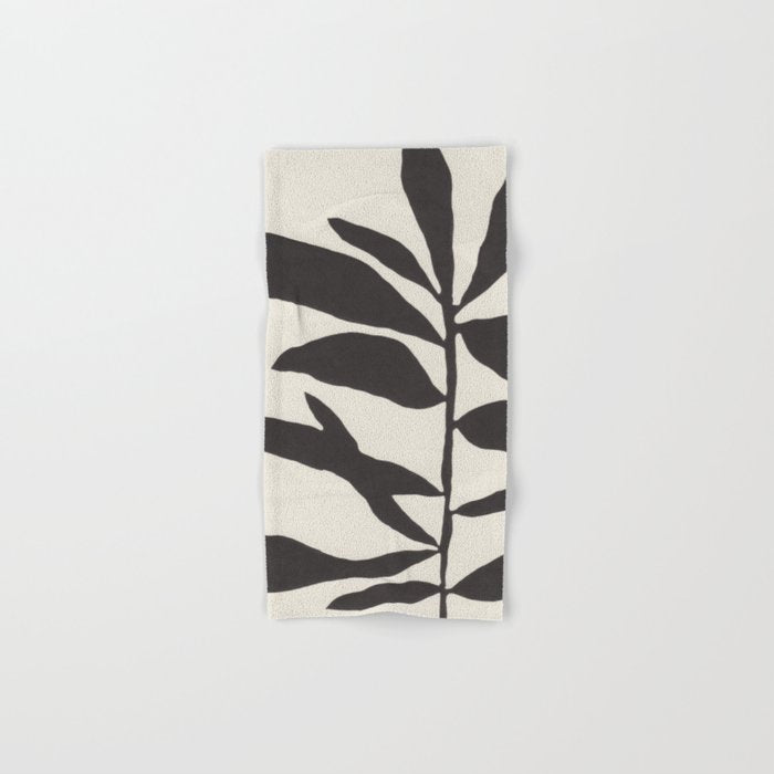 Linocut Branch #3 / Black & White Bath Towel Gallery Image 1