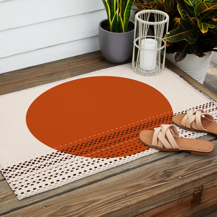 Desert Sunset - Abstract Minimalism in Burnt Orange Outdoor Rug Gallery Image 2