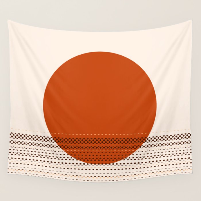 Desert Sunset - Abstract Minimalism in Burnt Orange Wall Tapestry Gallery Image 1