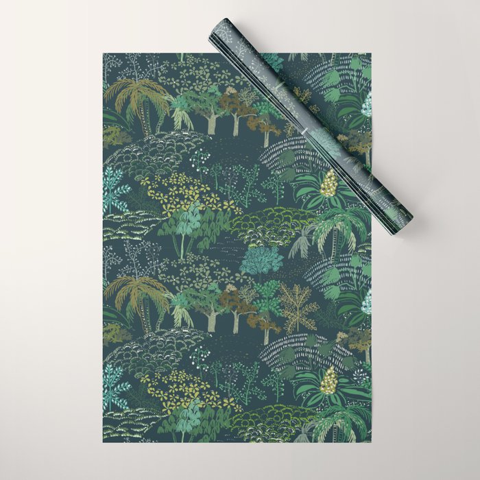 Italian landscape dark green Wrapping Paper Gallery Image 1