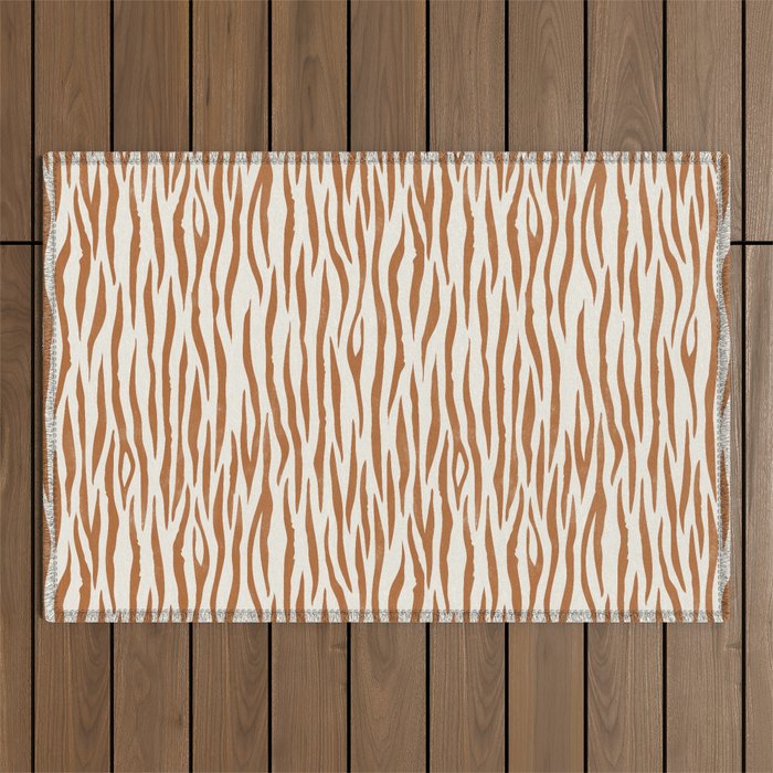Tiger Stripes In Neutral Outdoor Rug Gallery Image 1