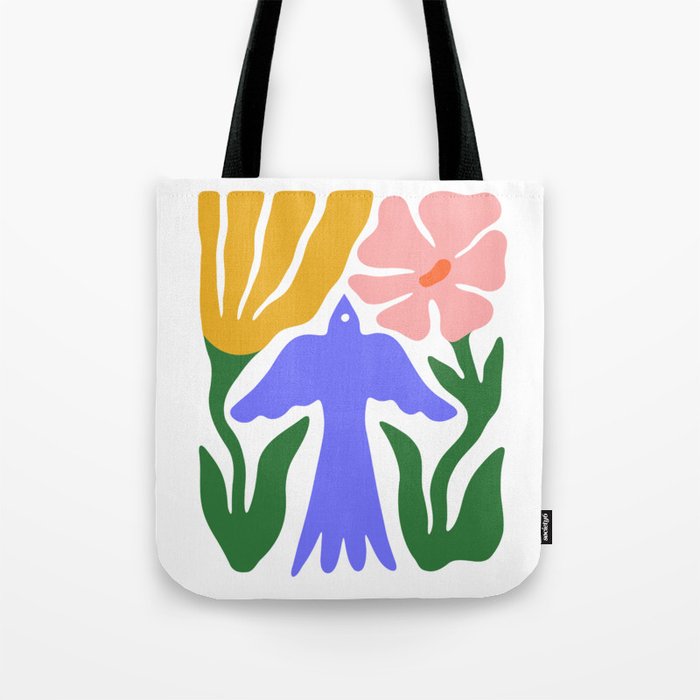 Abstract colorful flower bird nature art Tote Bag Gallery Image 1