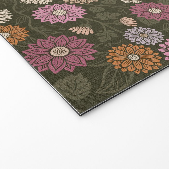 Mums and Vines Floral Mauve Olive and Rust Welcome Mat Gallery Image 2