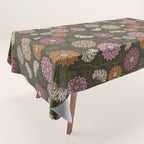 Mums and Vines Floral Mauve Olive and Rust Tablecloth Gallery Image 1