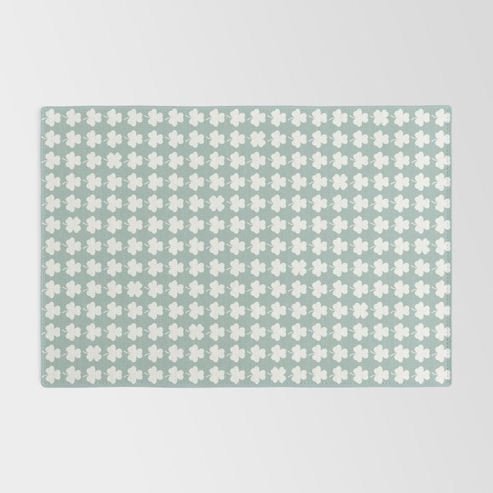Clovers XXXI Sage Green Botanical Pattern Rug Gallery Image 2