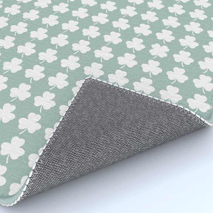 Clovers XXXI Sage Green Botanical Pattern Rug Gallery Image 4