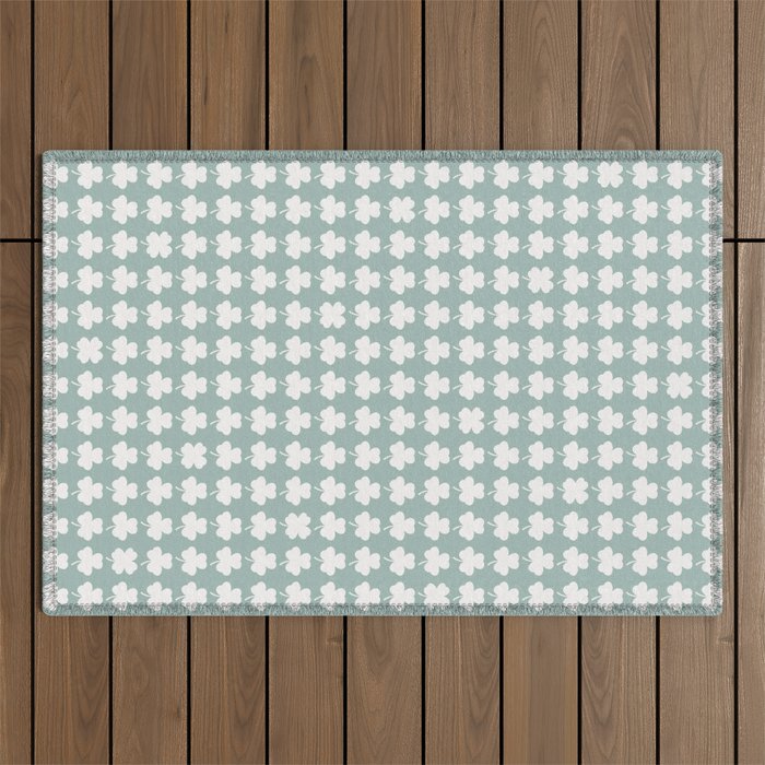 Clovers XXXI Sage Green Botanical Pattern Outdoor Rug Gallery Image 1