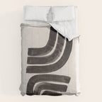 Don't Go Mid Century Modern Minimalist Black Ink Painting Funky Tribal Art Comforter Gallery Image 6