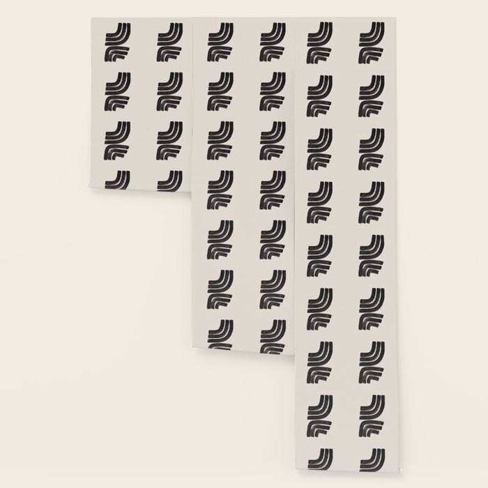Don't Go Mid Century Modern Minimalist Black Ink Painting Funky Tribal Art Wallpaper Gallery Image 3