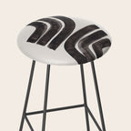 Don't Go Mid Century Modern Minimalist Black Ink Painting Funky Tribal Art Stool Gallery Image 2