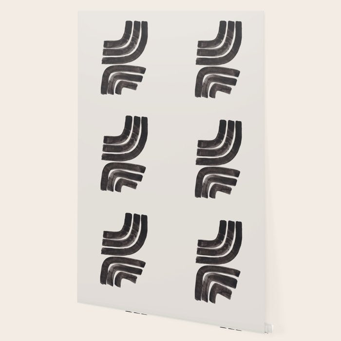 Don't Go Mid Century Modern Minimalist Black Ink Painting Funky Tribal Art Wallpaper Gallery Image 2