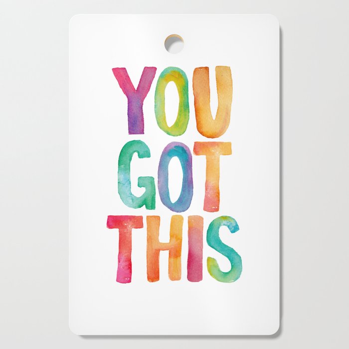 You Got This Rainbow Watercolor Cutting Board Gallery Image 1