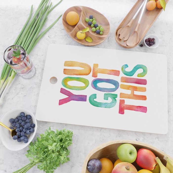 You Got This Rainbow Watercolor Cutting Board Gallery Image 2