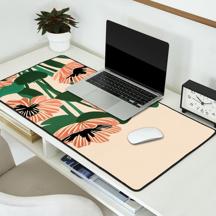 Modern Wild Poppies Desk Mat Gallery Image 2