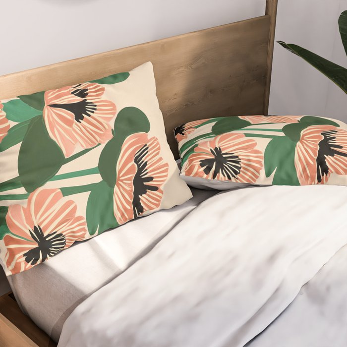 Modern Wild Poppies Pillow Sham Gallery Image 2