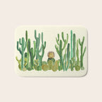 In my happy place - hedgehog meditating in cactus jungle Bath Mat Gallery Image 1