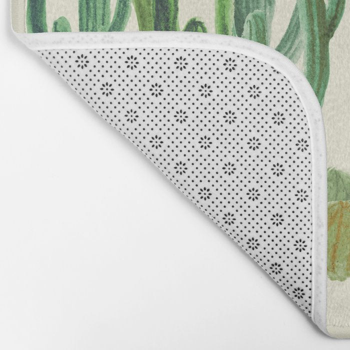 In my happy place - hedgehog meditating in cactus jungle Bath Mat Gallery Image 2