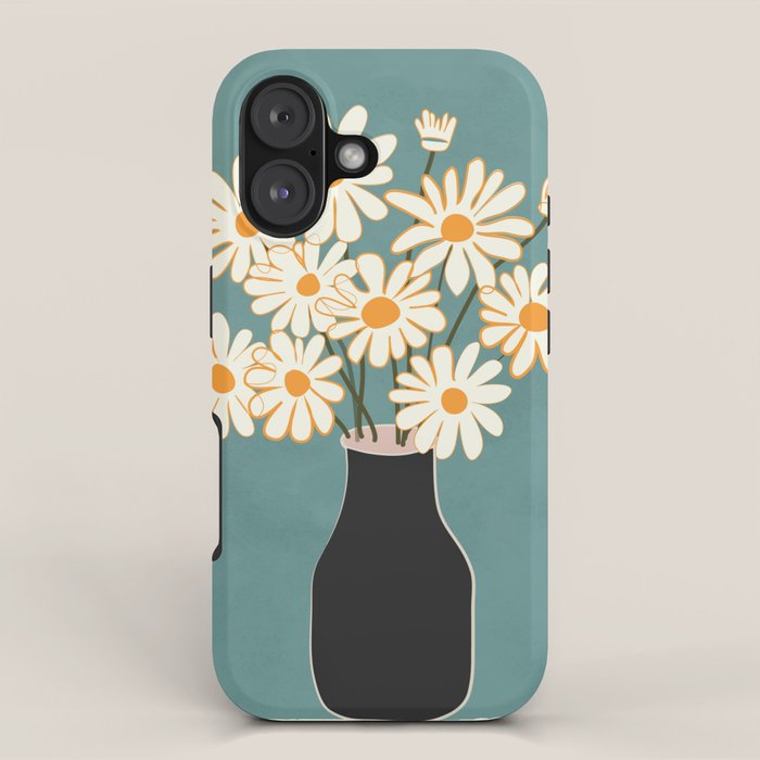 White Daisy Bouquet in Vase No. 1 iPhone Case Gallery Image 1