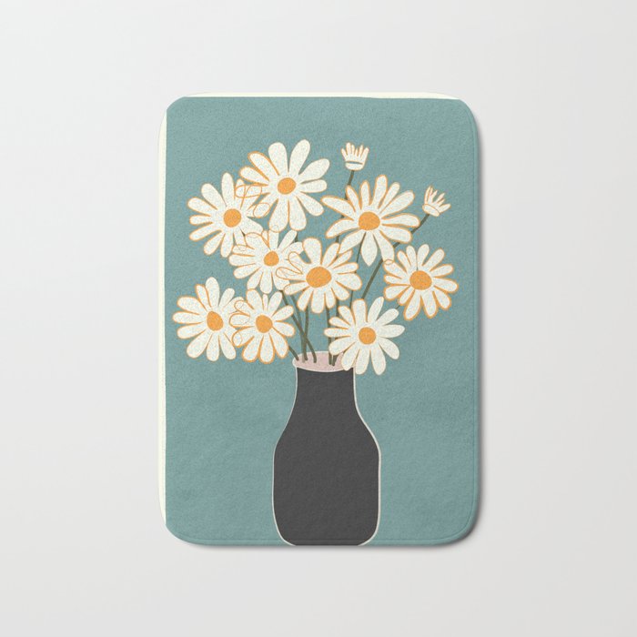 White Daisy Bouquet in Vase No. 1 Bath Mat Gallery Image 1