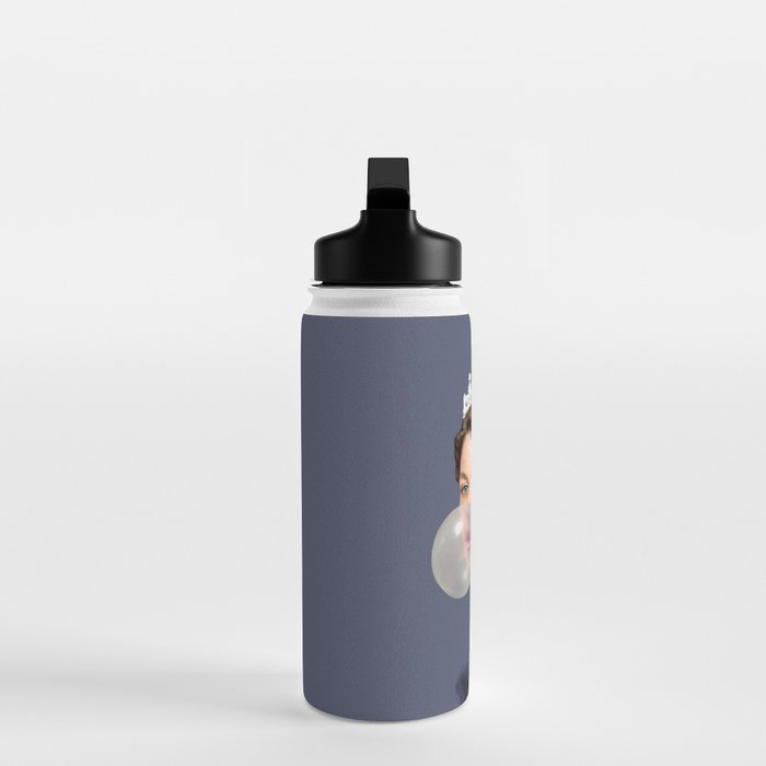Queen Elizabeth in blue satin blowing a bubble gum Water Bottle Gallery Image 3