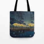 Tsuchiya Koitsu Vintage Japanese Woodblock Print Spring Blossom At Night t Tote Bag Gallery Image 1