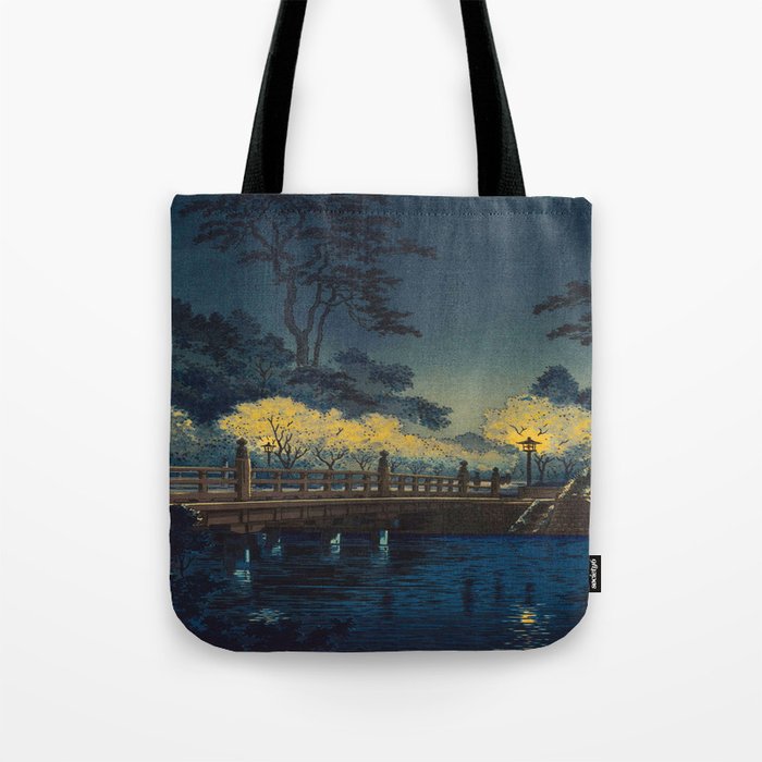 Tsuchiya Koitsu Vintage Japanese Woodblock Print Spring Blossom At Night t Tote Bag Gallery Image 1