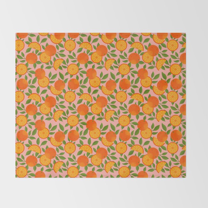 Orange Pattern on Pink Throw Blanket Gallery Image 2