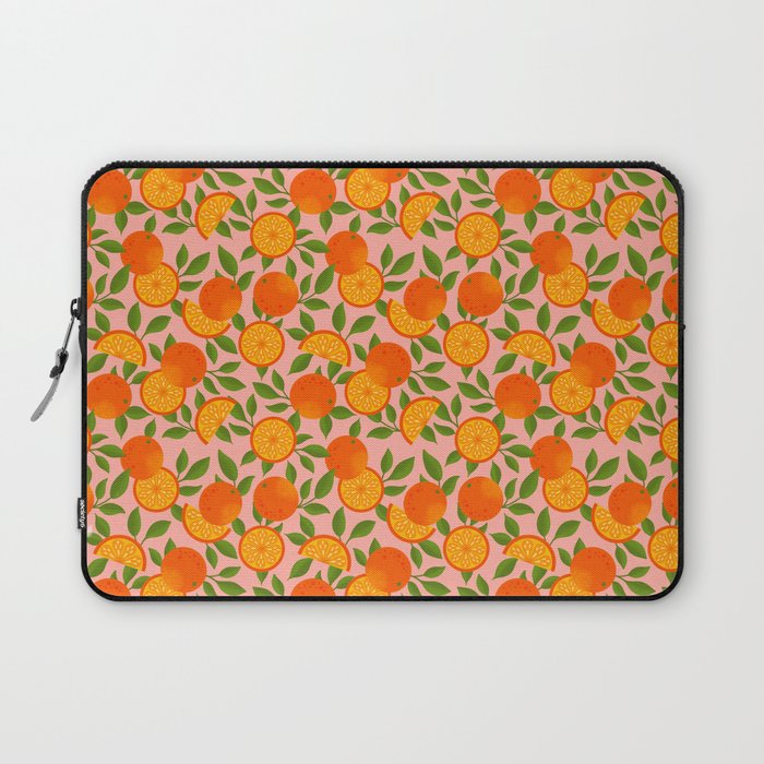 Orange Pattern on Pink Laptop Sleeve Gallery Image 1