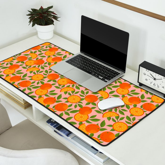 Orange Pattern on Pink Desk Mat Gallery Image 2